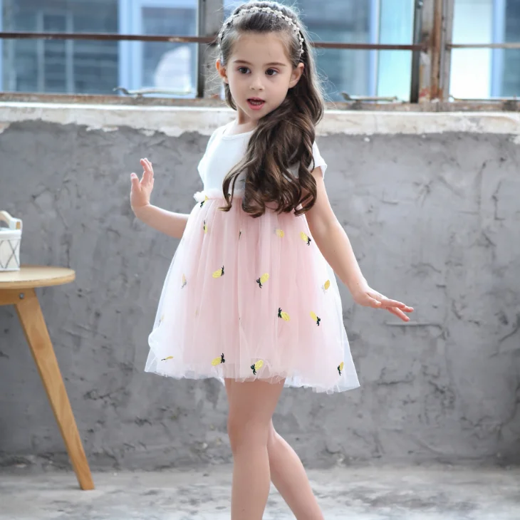 
YY20055G kids yellow with white puffy skirt kids girl summer clothes skirt 
