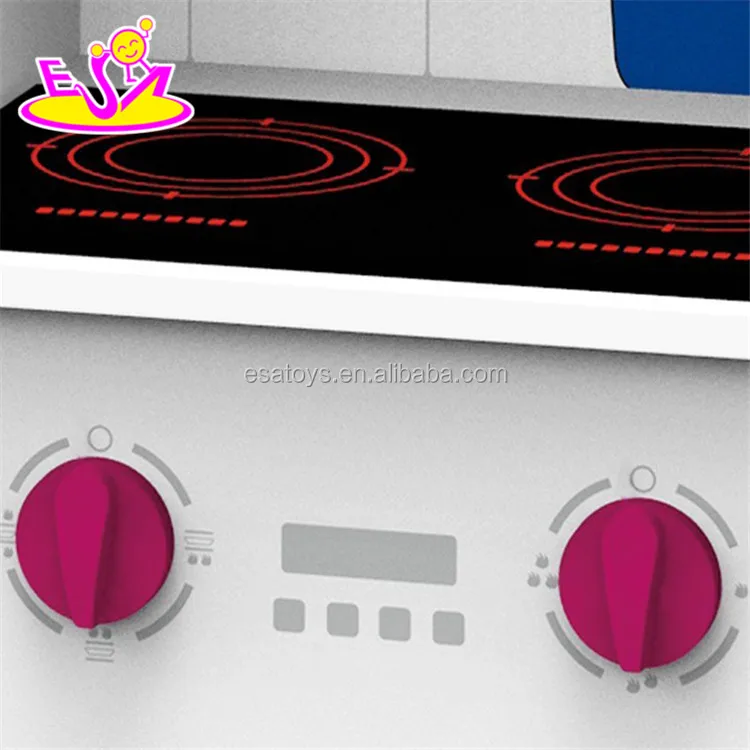 New design pretend play toys wooden red play kitchen for children W10C282