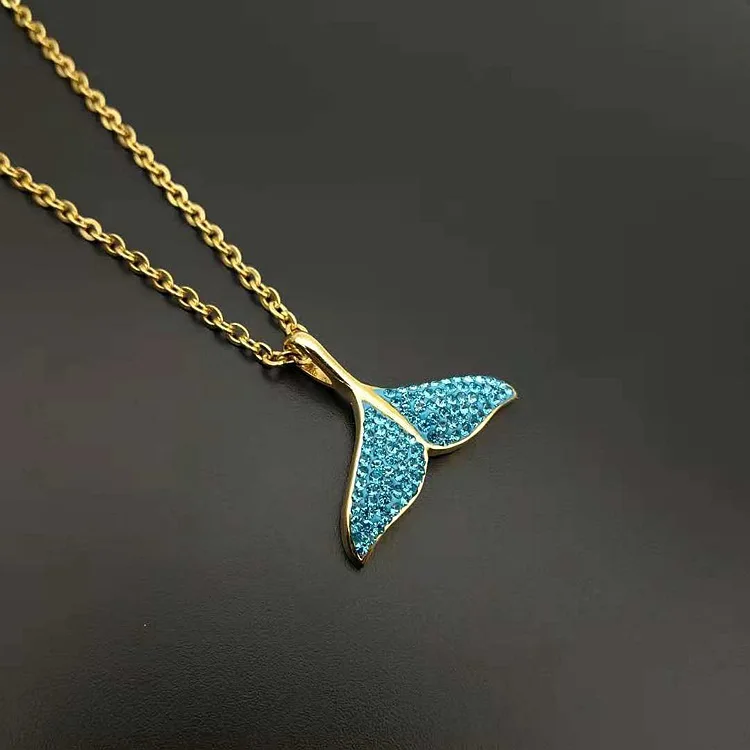 High Quality Blue Whale Tail Pendant Stainless Steel Fishtail Necklaces
