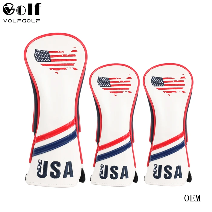 
VolfGolf USA Map Golf Wood Club headcover PU Leather Golf Driver FairwayWoods headcover 