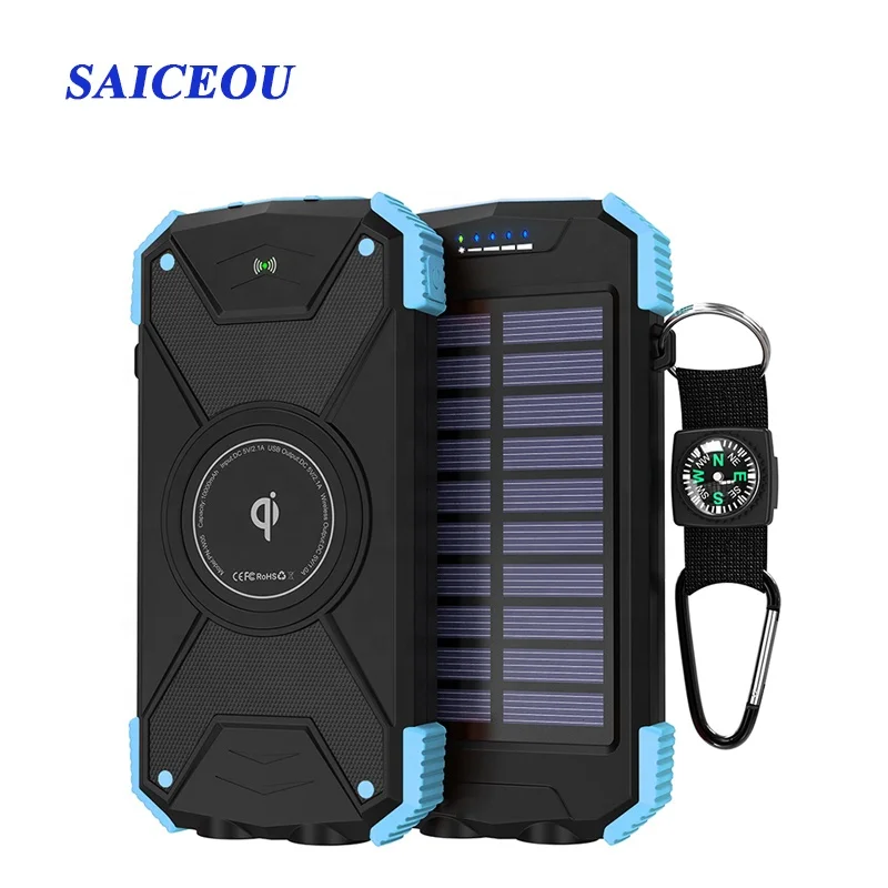 
Latest Solar Power Bank Qi Wireless Charger power bank 10,000mAh External Battery power bank 