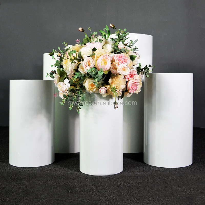 Wholesale wedding dessert table cylinder pillar plinths white modern column flower wedding table
