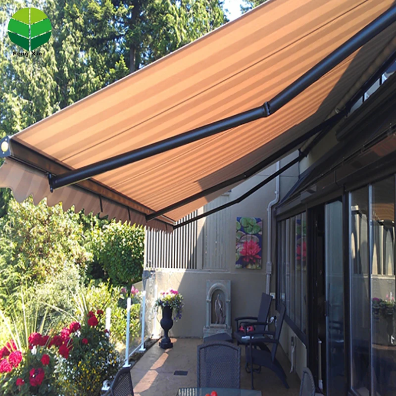 High Quality Rain Proof Sun Shade Outdoor Waterproof Aluminum Retractable Awning Wall Bracket or Ceiling Bracket 0 to 45 Degree