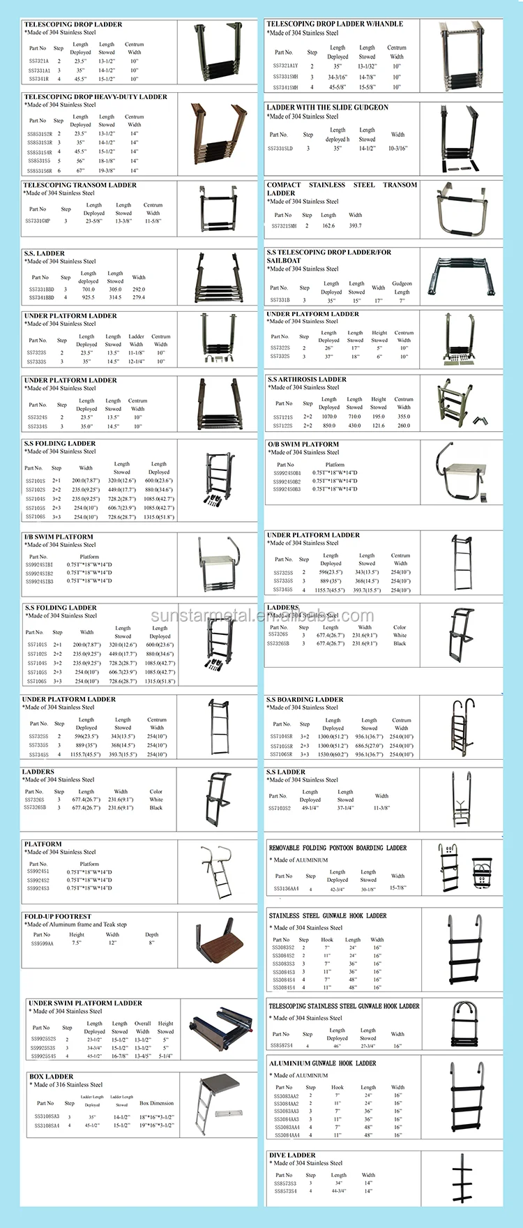 Marine Boat Stainless steel Ladder from Sunstar Metal