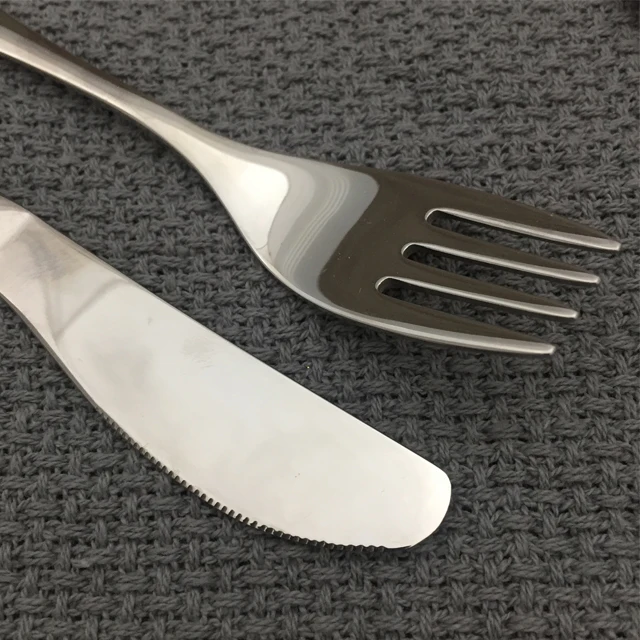Wholesale High Quality Silverware Children Cute Silver Knife Spoon Fork Stainless Steel Cutlery Set with Stamp Cartoon Pattern