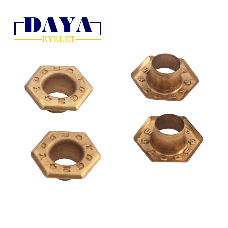 Wholesale round/square shape 10mm/15mm engraved logo metal shoe eyelet