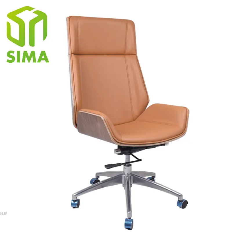 Офисная мебель высокой спинкой, исполнительный изогнуты сиденье стула и обратно фанеры стул (1100010225456)