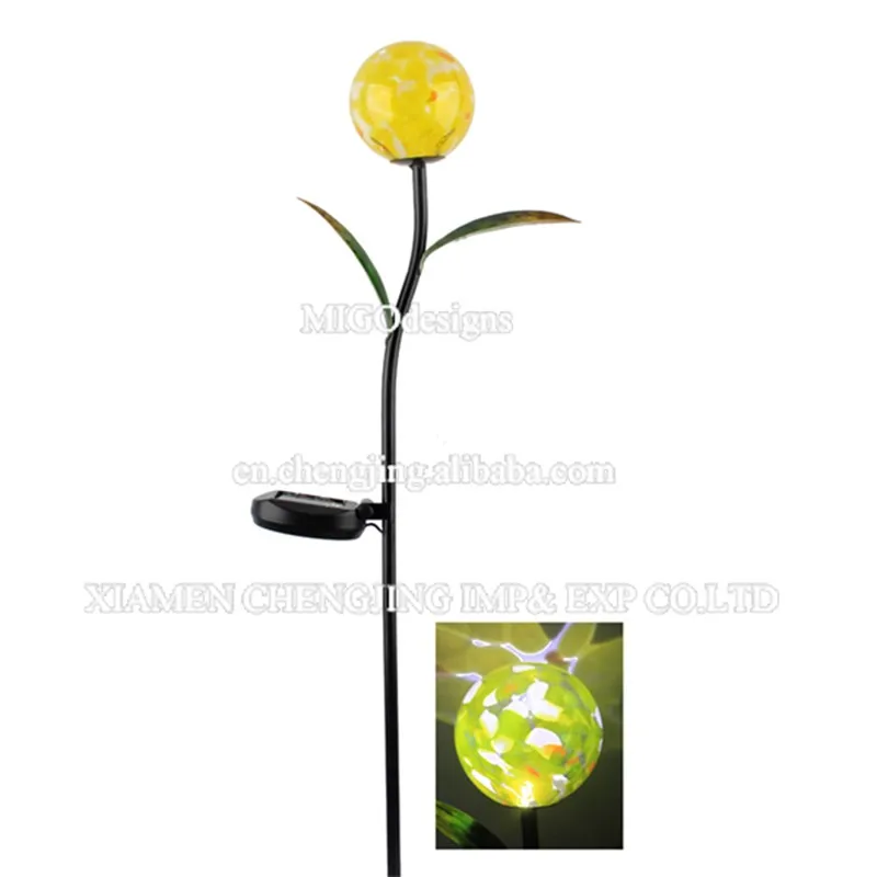 New Design Metal and Glass Owl Lights with Solar Powered for Garden Decoration