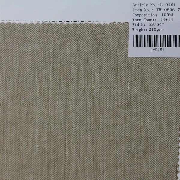 210gsm herringbone 100% linen fabric for clothes