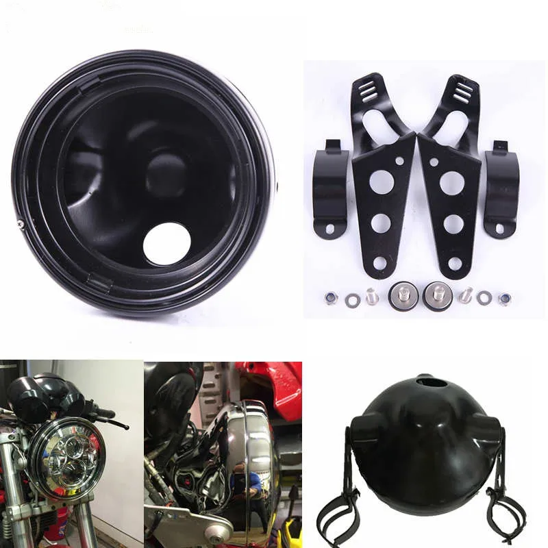 Motorcycle led lamp housing accessory moto light bracket headlamp housing 7 inch  For KAWASAKI for Yamaha Chopper Cafe Racer