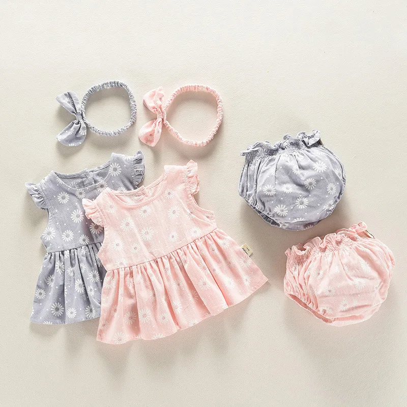 YQ258 wholesale baby clothes cute pattern baby dress two pieces baby clothing set