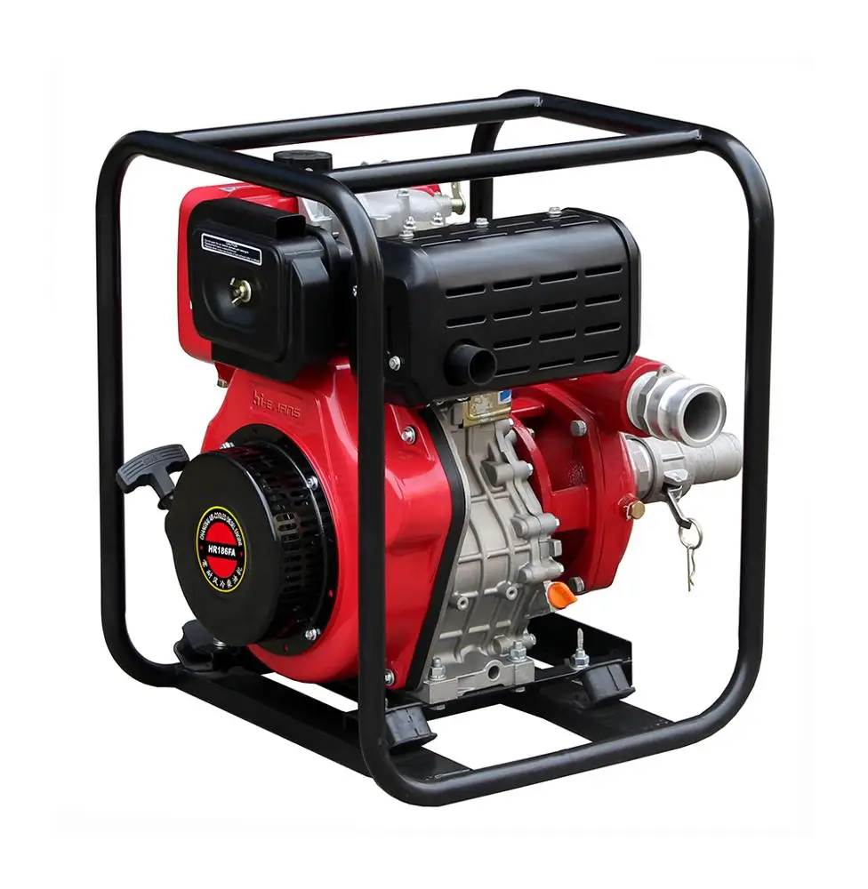 2 inch Air-cooled high pressure cast iron water pump with 10HP 186FA diesel engine