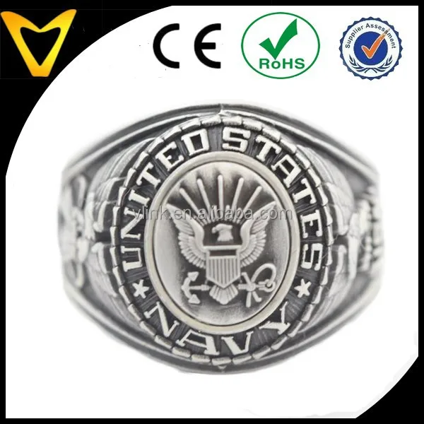 High Quality Stainless Steel Jewelry Custom Military Rings, Mens Big US Navy Insignia Ring - Bronze Colored Navy Veteran Ring