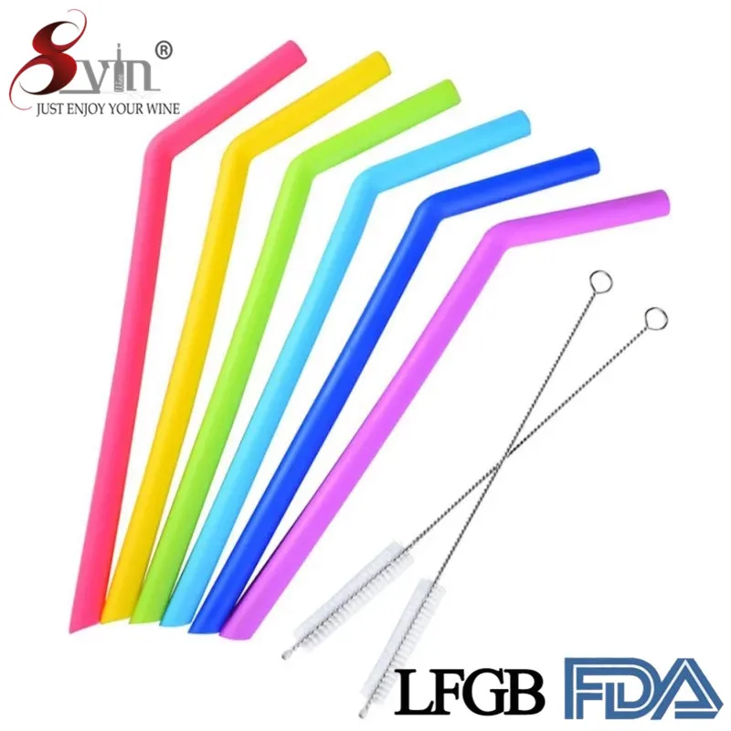 
Svin Wholesale Silicone Straws Bent Straight Drinking Straw with Brush 