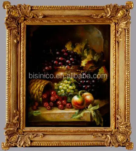Classic Antique Golden Carved Square Framed Oil Painting, Landscape Handmade Oil Painting