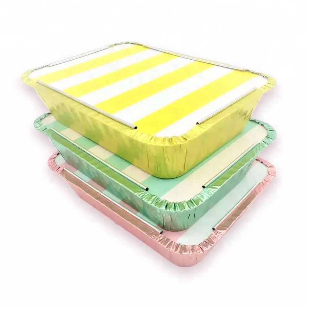 Factory popular disposable colorful aluminum foil food container and lid