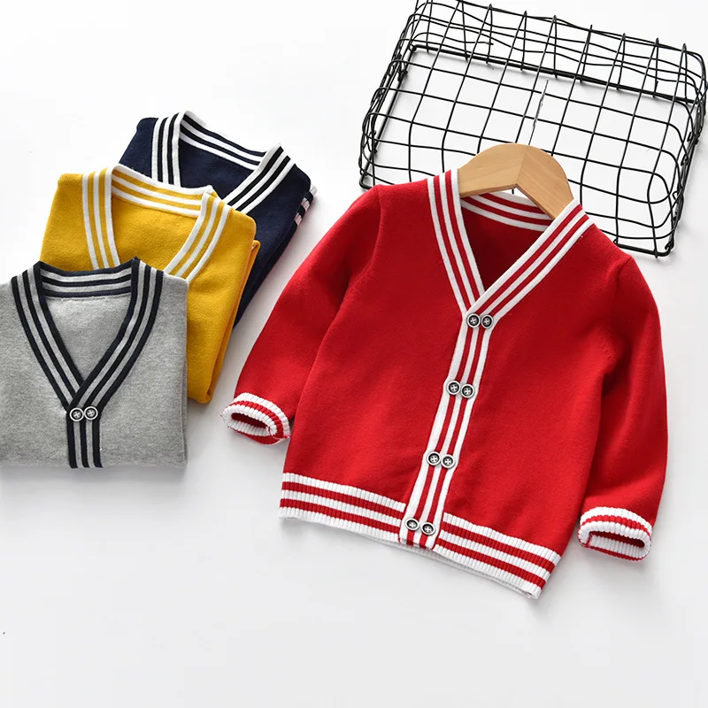 
Autumn winter children V neck double-breasted kids sweater baby knit crochet casual cardigan 