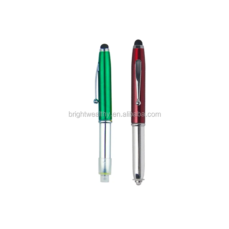 Original factory multi-function metal LED stylus pen light logo