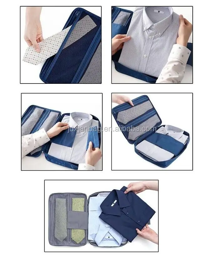 Double Zipper Mesh Suit, Shirt, and Tie Travel Storage Organizer Case with Handle