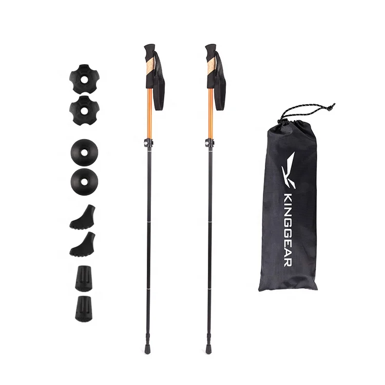 Anti Shock W-Folding Aluminum Fashionable Luxury Foldable Adjustable Nautical Hiking Pole With Quick Inner Lock