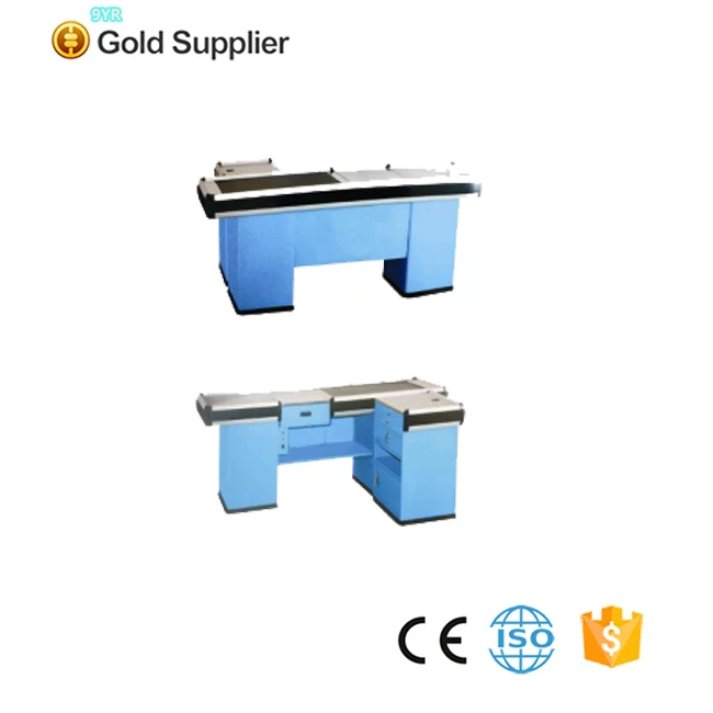 
popular PVC material motorizrd checkout counter with conveyer 