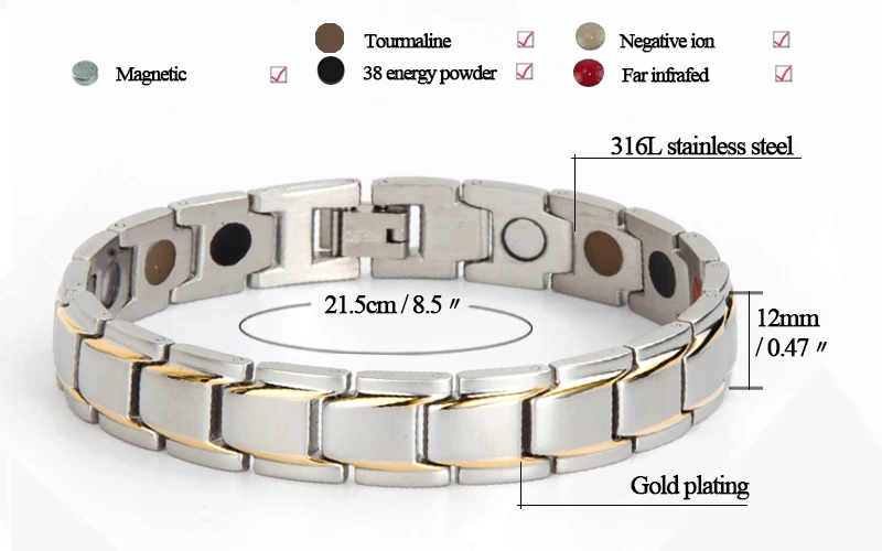 material in stainless steel or titanium help your health magnetic balance bracelet