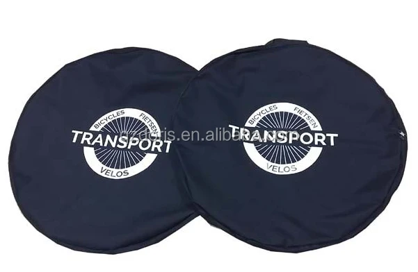 Waterproof Mountain Bicycle Wheel Bag Cover Single Double Wheels Detachable & Foldable Bicycle Tire Bag Polyester Black