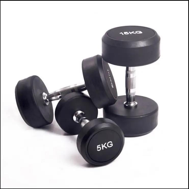 Professional New Style Gym Fitness EquipmentExercise Fixed Rubber Dip Dumbbell Sets