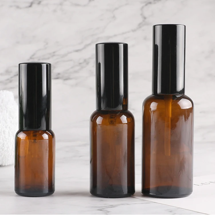 Frosted 30Ml 100Ml Amber Glass Dropper Bottle With Aluminum Cap Bottle Cosmetic Essential Oil For Cosmetic Packaging