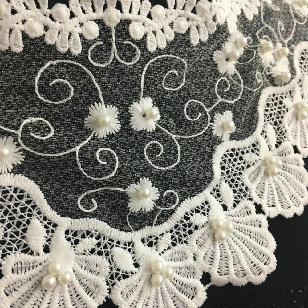 C002-1444 New fashion design milk silk pearl beads lace collar