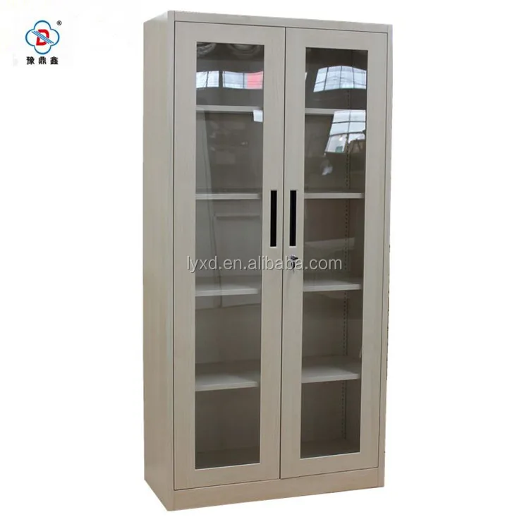 Dust-Proof book cabinet, metal files storage cabinet, glass door laboratory cabinet with shelves