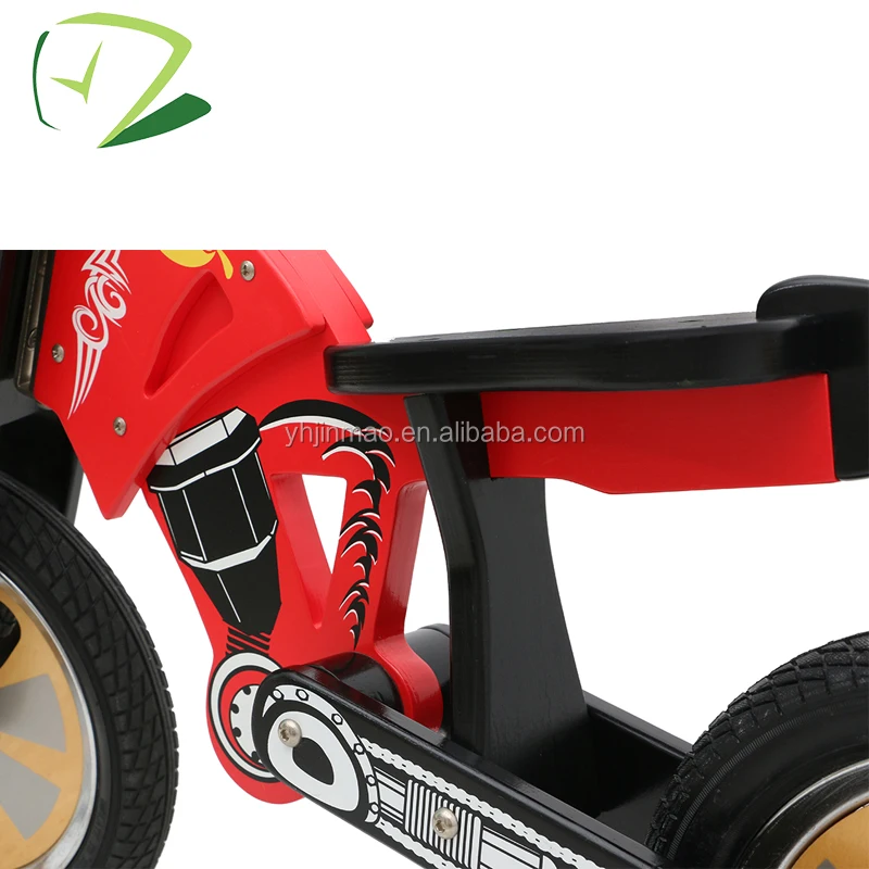 Wooden children red motor bike toy