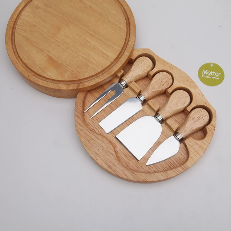 
Bamboo wood Combined small cheese knife board set 