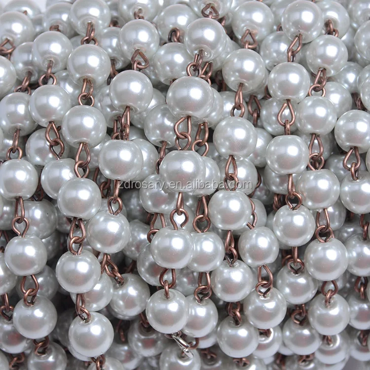 Hot selling Smooth Round Luxury Simulated Pearl Glass bead Rosary Chain Wholesale Beads Necklace Jewelry Supplies YIWU