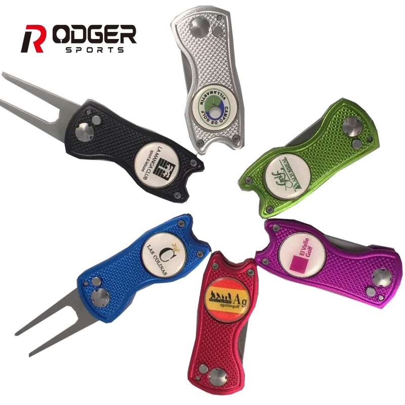 
High Quality Bulk Metal Golf Divot Tool with personalized Logo Ball Marker,colorful Pitch Fork 