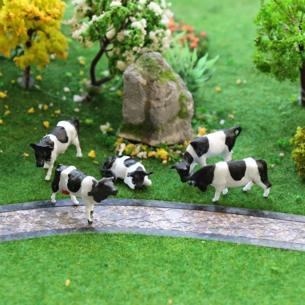 30pcs HO Scale painted Farm Animals Cows 5 different poses Model Railway 1:87 scale model animals