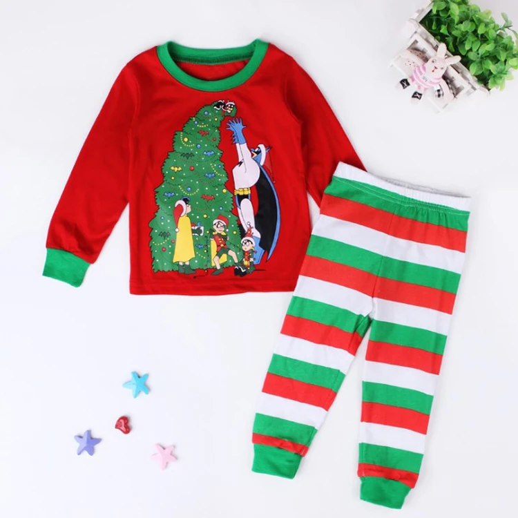 
New Christmas Product Color Print Child Suit Red White Green Pants Kids Christmas Pajamas 