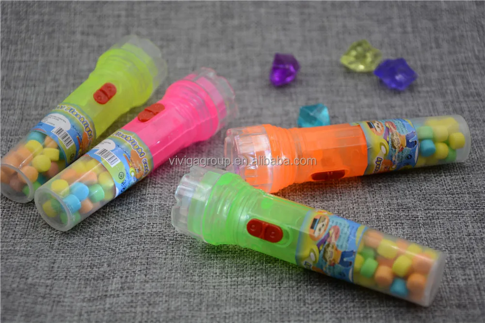 Light Flashlight sweet hard press ball shape candy toy
