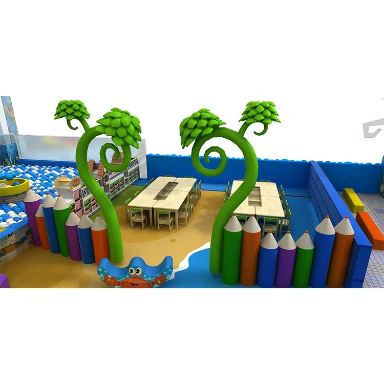 New Design World Plastic Slide Play Ball Pit Equipment Indoor Playground Ocean Theme Kids Soft Foam Climbing