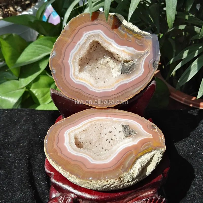Home Decor Natural Polished Agate Geode Stone in Pairs Agate Druzy Crystal Slab