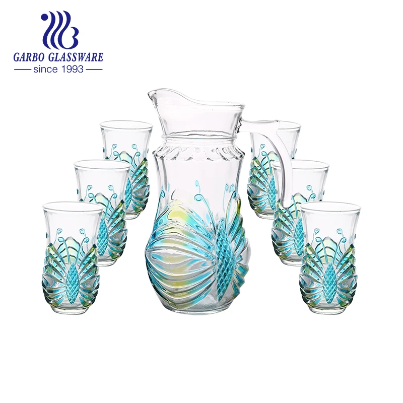 OEM Colorful Butterflies Series Glass Drinking Water Jug Set