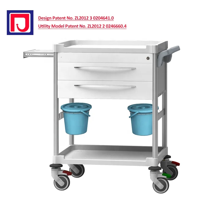 Clinic abs medicine trolley medical hospital treatment cart with drawer