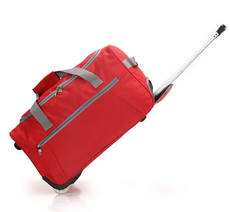 2023 Promotion Unisex Polyester Duffle Trolley Bag with Logo and Letter Pattern Zippered Wheeled Travel Bag