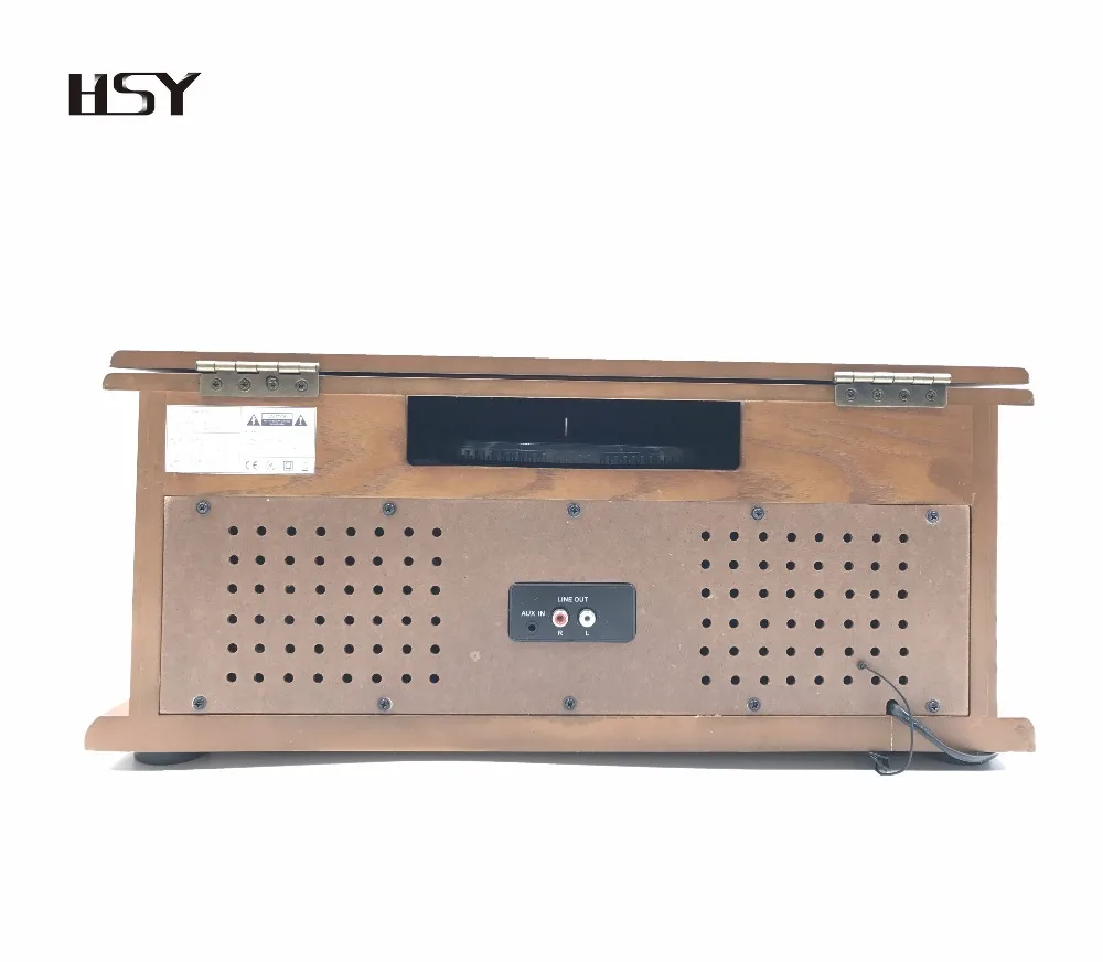 Shenzhen factory wholesale retro wooden turntable cassette player with usb am/fm radio
