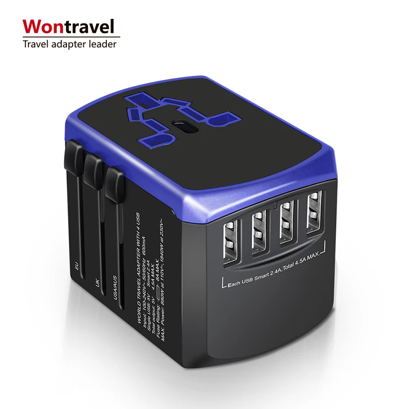 
Hot Sale Travel Adapter Power Converter Adaptor 4USB 4600mA Universal Socket Outlet Plug Wall Charger Worldwide Gift 