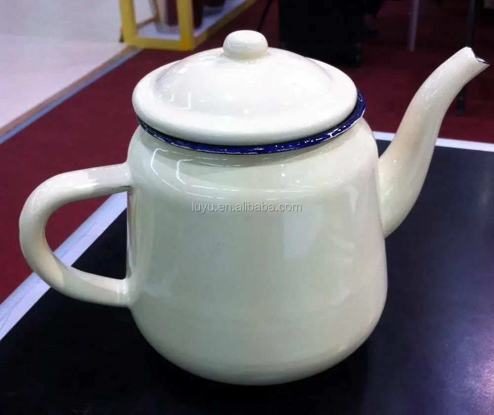 Рекламный эмалированный чайник, чайник с высокой ручкой, маленький круглый чайник