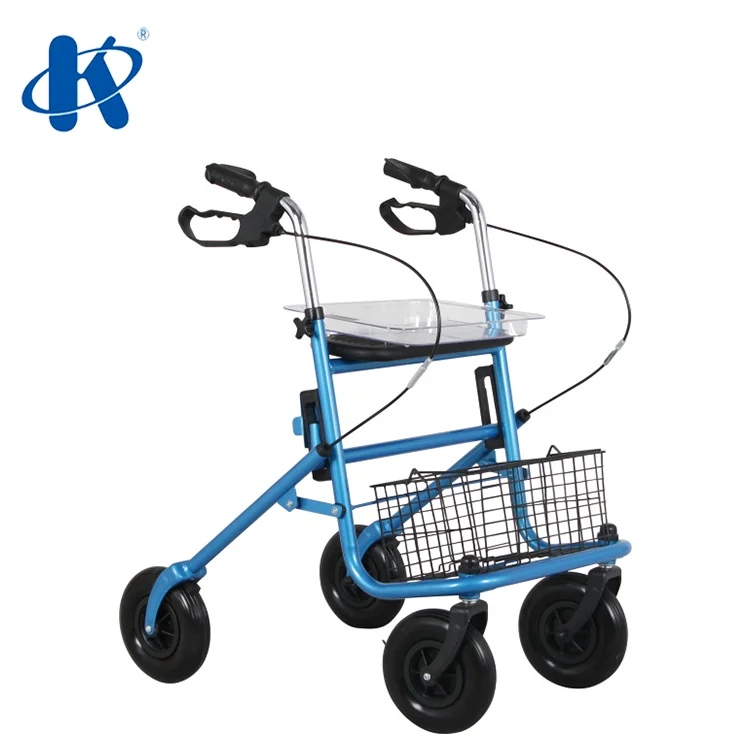 Luxury foldable aluminum lightweight outdoor wheelchair walker rollator transport chair travel forearm walker rollator