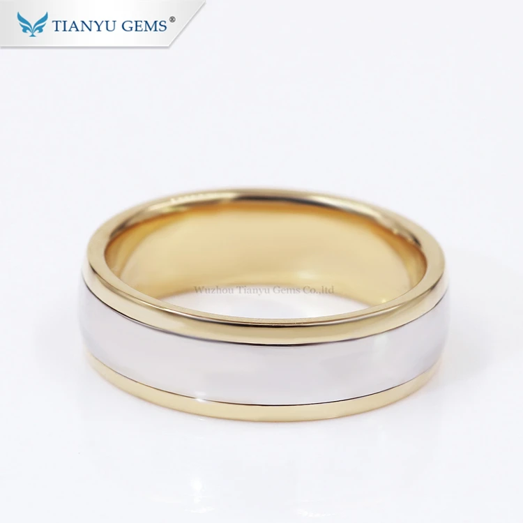 Tianyu gems Customized 14k/18k white&yellow  gold  engagement men ring