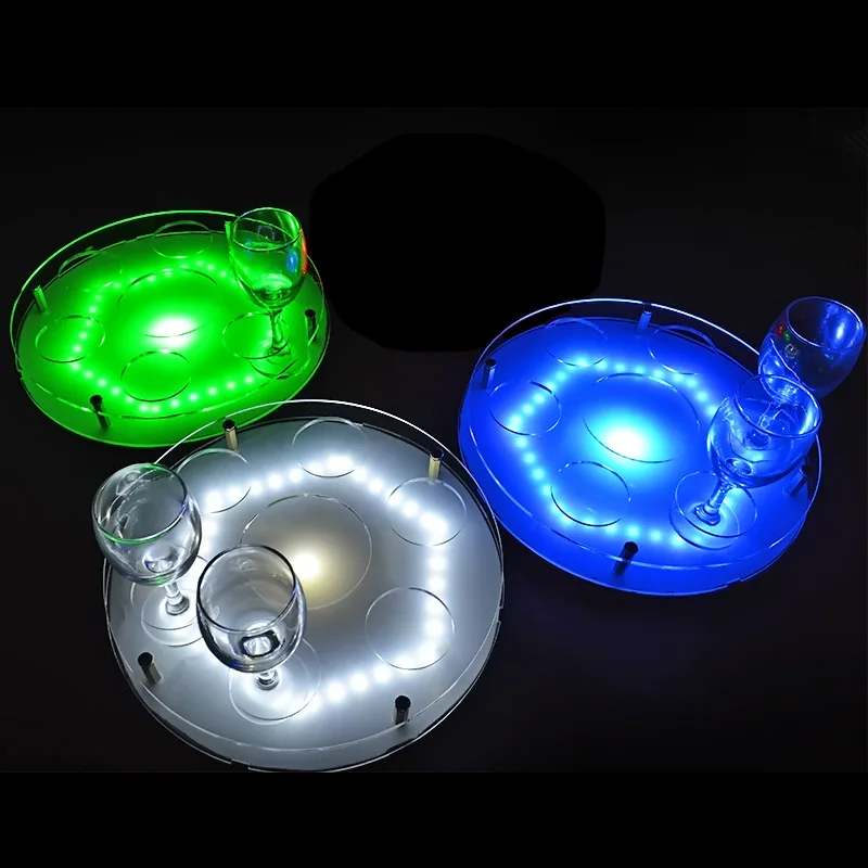 Barware manufacturer ravishing decorative custom printed Led light  plastic serving tray with best quality