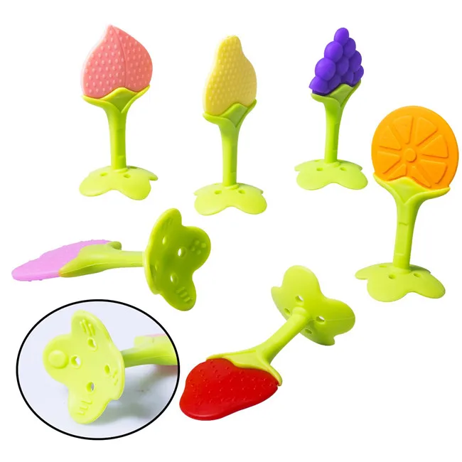 BPA Free Natural Organic Freezer Safe Fruit Silicone  Baby Teething Toys for Babies, Kids, Toddlers